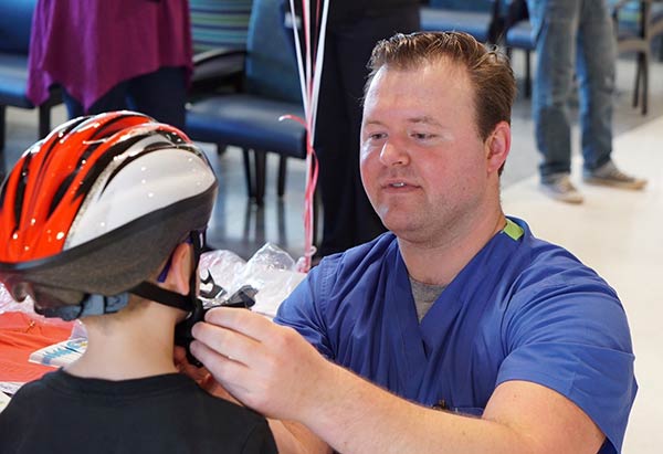 Dr Meyer fitting helmet